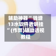辅助神器“ 钱塘13水软件透明挂”(作弊)辅助透视教程-第2张图片