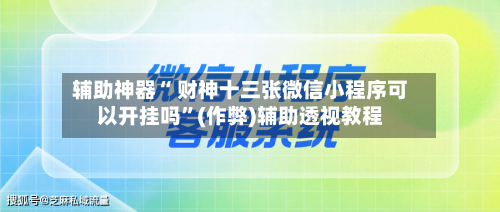 辅助神器“ 财神十三张微信小程序可以开挂吗”(作弊)辅助透视教程-第2张图片