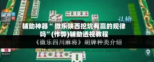 辅助神器“ 微乐陕西挖坑有赢的规律吗”(作弊)辅助透视教程-第3张图片